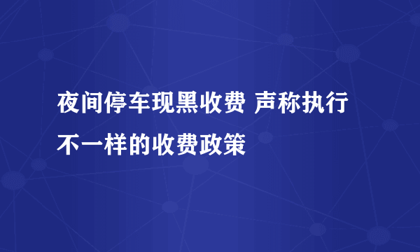 夜间停车现黑收费 声称执行不一样的收费政策