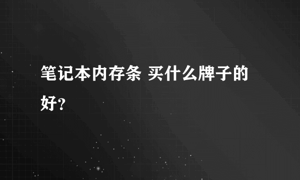 笔记本内存条 买什么牌子的好？