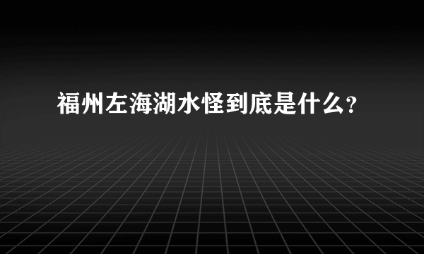 福州左海湖水怪到底是什么？