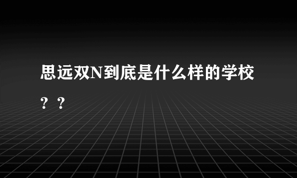 思远双N到底是什么样的学校？？