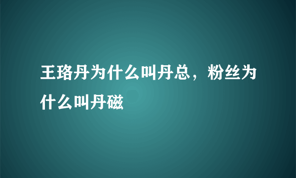 王珞丹为什么叫丹总，粉丝为什么叫丹磁