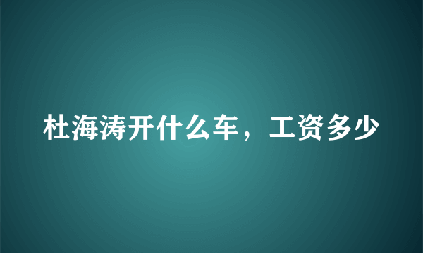 杜海涛开什么车，工资多少