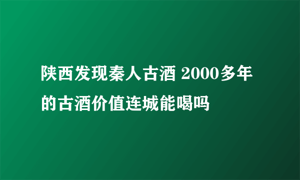 陕西发现秦人古酒 2000多年的古酒价值连城能喝吗