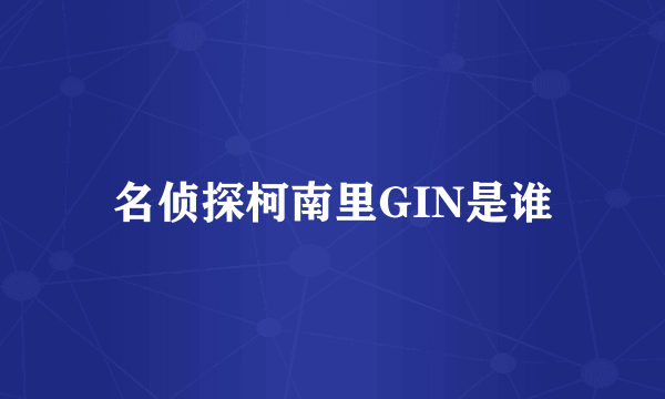 名侦探柯南里GIN是谁