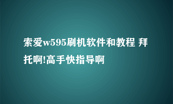 索爱w595刷机软件和教程 拜托啊!高手快指导啊