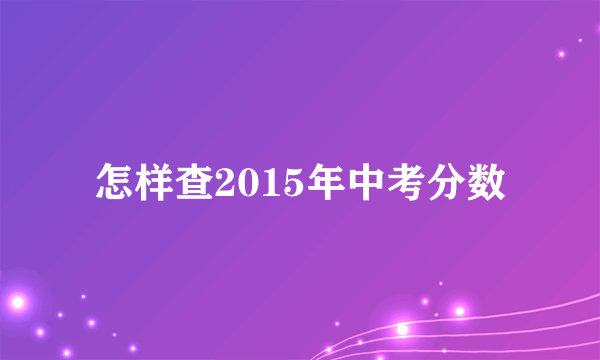 怎样查2015年中考分数