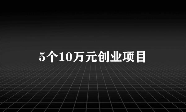 5个10万元创业项目