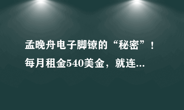 孟晚舟电子脚镣的“秘密”！每月租金540美金，就连洗澡也不能摘？