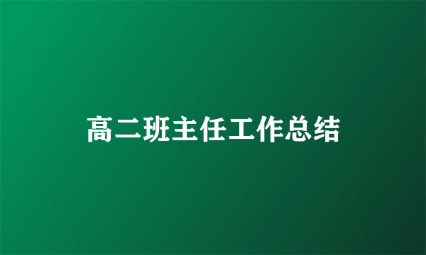 高二班主任工作总结