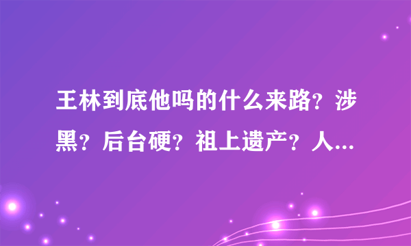 王林到底他吗的什么来路？涉黑？后台硬？祖上遗产？人际交往能力强？