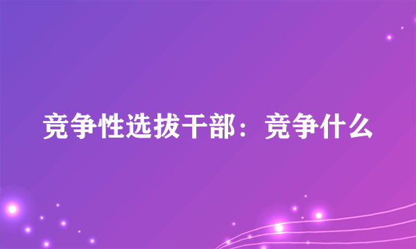 竞争性选拔干部：竞争什么