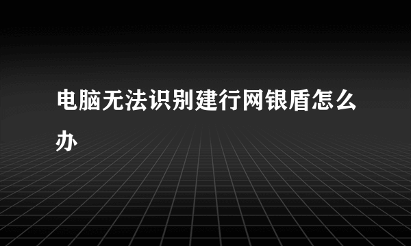 电脑无法识别建行网银盾怎么办