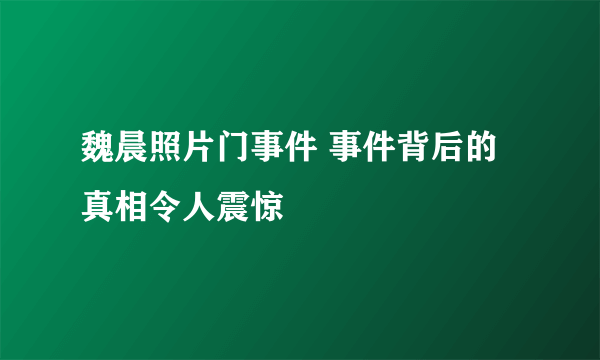 魏晨照片门事件 事件背后的真相令人震惊