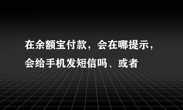 在余额宝付款，会在哪提示，会给手机发短信吗、或者