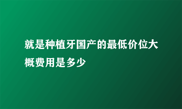 就是种植牙国产的最低价位大概费用是多少