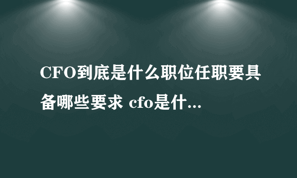 CFO到底是什么职位任职要具备哪些要求 cfo是什么职位么职位