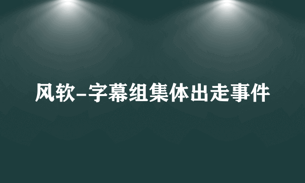 风软-字幕组集体出走事件