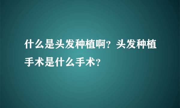 什么是头发种植啊？头发种植手术是什么手术？