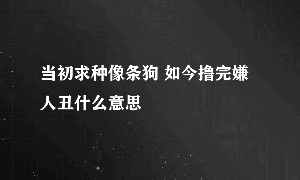 当初求种像条狗 如今撸完嫌人丑什么意思