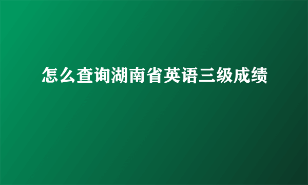 怎么查询湖南省英语三级成绩