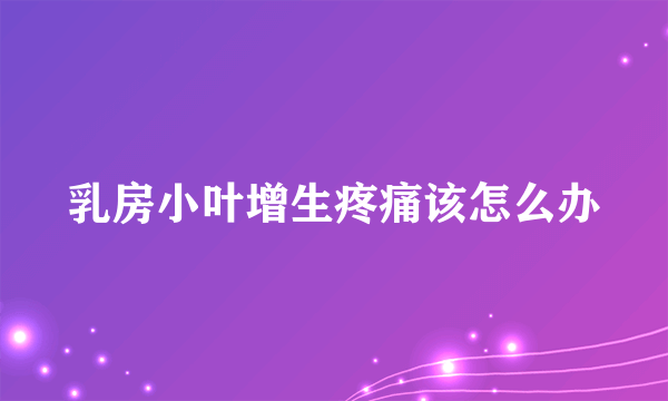 乳房小叶增生疼痛该怎么办