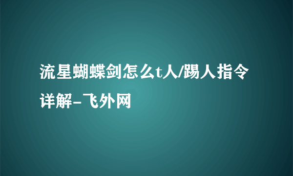 流星蝴蝶剑怎么t人/踢人指令详解-飞外网