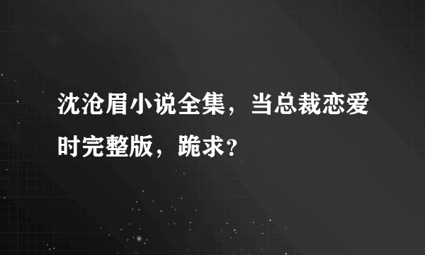 沈沧眉小说全集，当总裁恋爱时完整版，跪求？