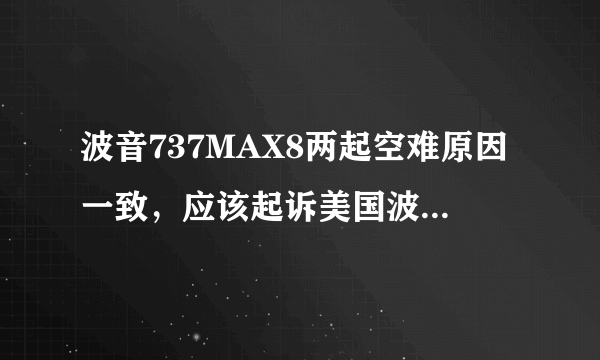 波音737MAX8两起空难原因一致，应该起诉美国波音巨额赔款吗？