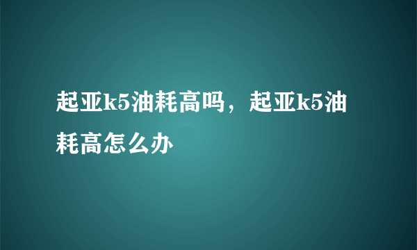 起亚k5油耗高吗，起亚k5油耗高怎么办