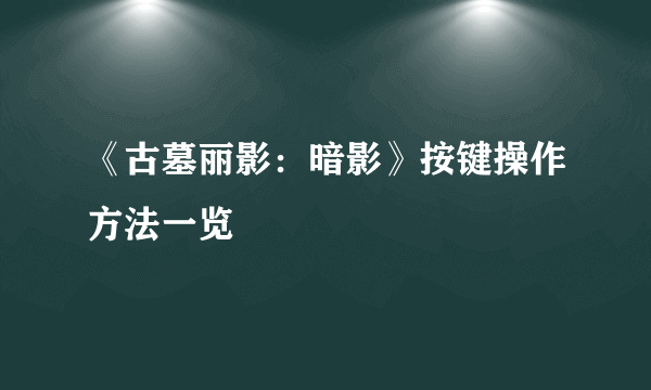 《古墓丽影：暗影》按键操作方法一览