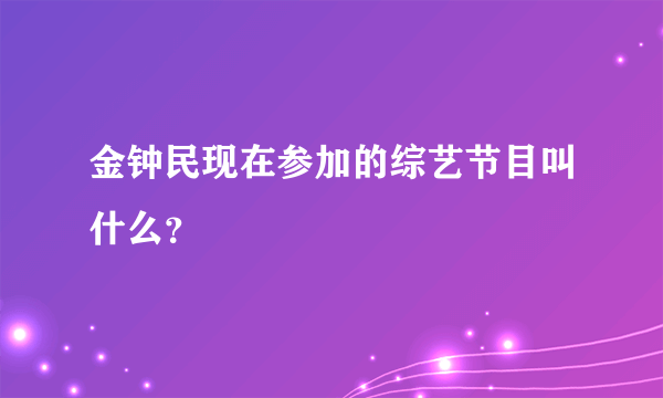 金钟民现在参加的综艺节目叫什么？