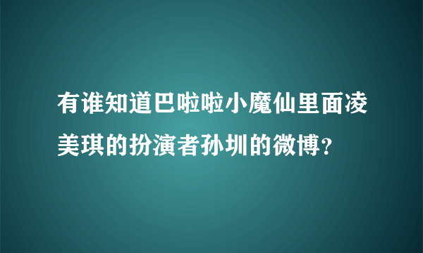 有谁知道巴啦啦小魔仙里面凌美琪的扮演者孙圳的微博？