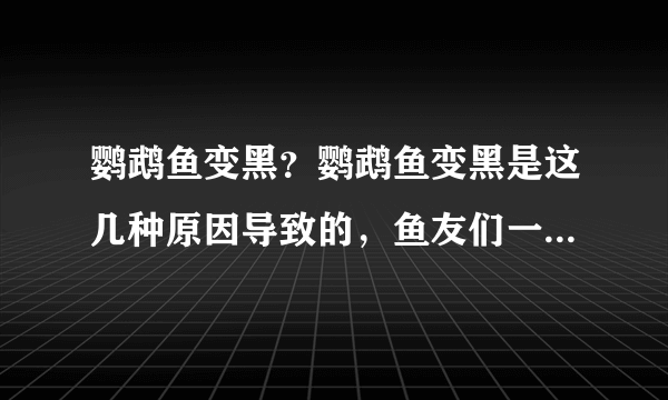 鹦鹉鱼变黑？鹦鹉鱼变黑是这几种原因导致的，鱼友们一定要注意