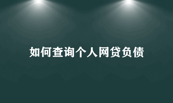 如何查询个人网贷负债