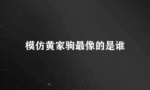 模仿黄家驹最像的是谁