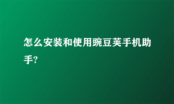 怎么安装和使用豌豆荚手机助手?