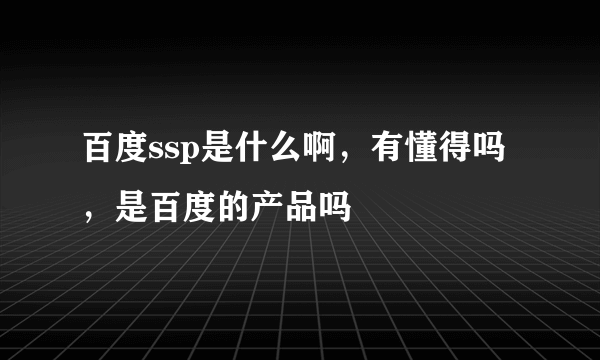 百度ssp是什么啊，有懂得吗，是百度的产品吗