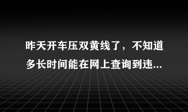 昨天开车压双黄线了，不知道多长时间能在网上查询到违章记录？