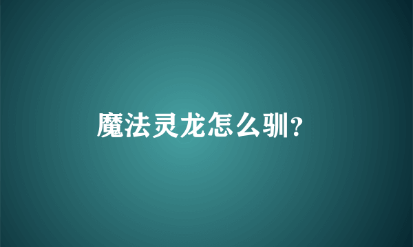 魔法灵龙怎么驯？