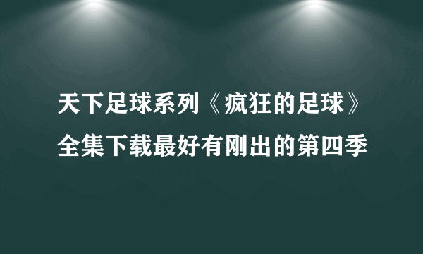 天下足球系列《疯狂的足球》全集下载最好有刚出的第四季