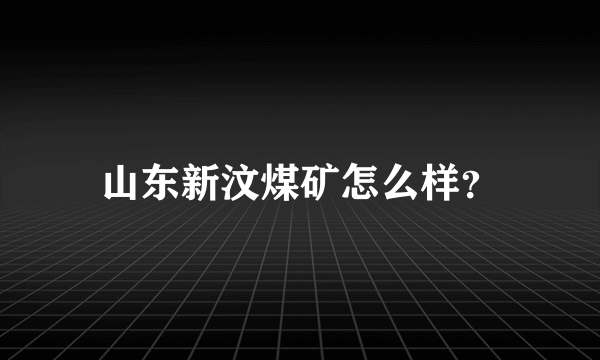 山东新汶煤矿怎么样？