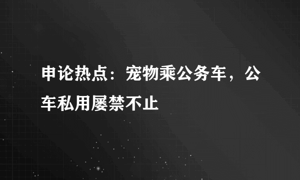 申论热点：宠物乘公务车，公车私用屡禁不止