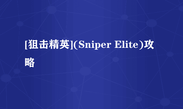 [狙击精英](Sniper Elite)攻略