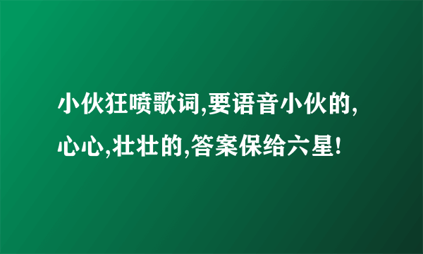 小伙狂喷歌词,要语音小伙的,心心,壮壮的,答案保给六星!