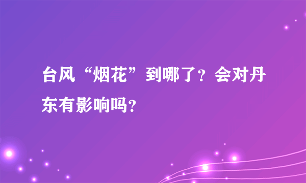 台风“烟花”到哪了？会对丹东有影响吗？