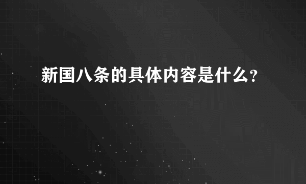 新国八条的具体内容是什么？