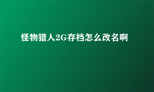 怪物猎人2G存档怎么改名啊