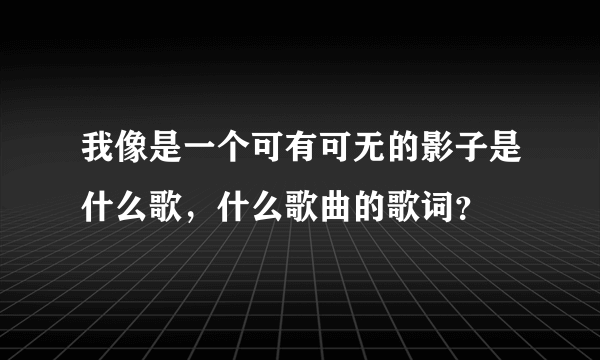 我像是一个可有可无的影子是什么歌，什么歌曲的歌词？