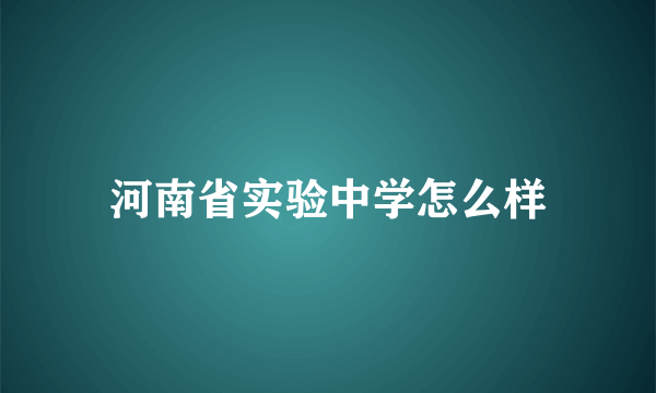 河南省实验中学怎么样