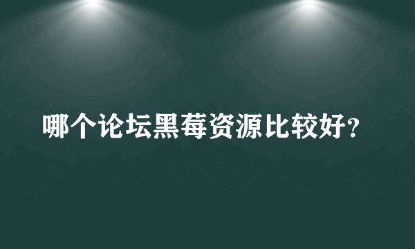 哪个论坛黑莓资源比较好？